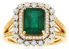 2.33CT DIAMOND & AAA EMERALD 14KT YELLOW GOLD 3D SQUARE & ROUND ENGAGEMENT RING