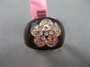 ESTATE WIDE .20CT DIAMOND 14KT ROSE GOLD 3D BROWN ENAMEL ETOILE FLOWER FUN RING