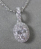 ESTATE .45CT DIAMOND 18KT WHITE GOLD 3D OVAL CLUSTER FLOATING PENDANT & CHAIN