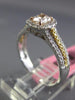 ESTATE GIA .86CT DIAMOND 18K TRI COLOR GOLD SQUARE FILIGREE HALO ENGAGEMENT RING