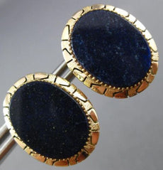 ESTATE LARGE AAA LAPIS 14KT YELLOW GOLD 3D HANDCRAFTED CLIP ON EARRINGS #26366