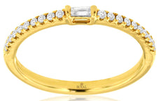 .16CT DIAMOND 14KT YELLOW GOLD 3D ROUND & BAGUETTE CLASSIC FRIENDSHIP LOVE RING