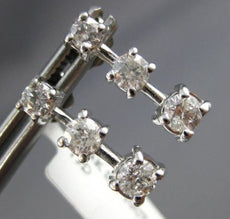 ESTATE .50CT DIAMOND 14K WHITE GOLD PAST PRESENT FUTURE JOURNEY HANGING EARRINGS