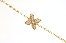 ESTATE .16CT DIAMOND 14KT YELLOW GOLD 3D CLASSIC FLOWER FUN LOVE BRACELET