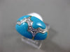 ESTATE .06CT DIAMOND & AAA TURQUOISE 14KT WHITE GOLD 3D CLOUD DESIGN FUN RING