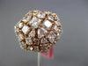 ESTATE LARGE 5.29CT WHITE & PINK DIAMOND 18KT 2 TONE GOLD 3D FLOWER CLUSTER RING