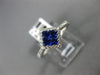ESTATE WIDE .72CT DIAMOND & AAA SAPPHIRE 18K WHITE GOLD CLASSIC SQUARE HALO RING