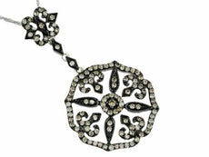 .90CT CHOCOLATE FANCY DIAMOND 14KT WHITE GOLD 3D FLOWER OPEN FILIGREE PENDANT