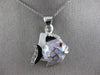 ESTATE .12CT OLD MINE DIAMOND 14KT WHITE GOLD 3D ENAMEL LUCKY FISH PENDANT