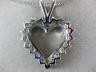 ESTATE LARGE 1.80CT DIAMOND 14KT WHITE GOLD 3D CLASSIC OPEN HEART PENDANT #17571