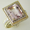 4.74CT DIAMOND & AAA AMETHYST 14KT YELLOW GOLD 3D EMERALD CUT HALO ROPE FUN RING