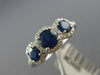 ESTATE 1.55CT DIAMOND & AAA SAPPHIRE 14K WHITE GOLD THREE STONE ANNIVERSARY RING