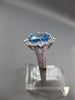 ESTATE LARGE 3.04CT DIAMOND & BLUE TOPAZ 14KT WHITE GOLD 3D FLOWER OPEN FUN RING