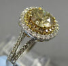 LARGE 3.40CT WHITE & CHAMPAIGN DIAMOND 14K TWO TONE GOLD 3D HALO ENGAGEMENT RING