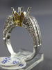 ESTATE LARGE 1.48CT DIAMOND 14K WHITE GOLD 3D FLOWER SEMI MOUNT ENGAGEMENT RING