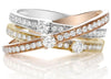 ESTATE .58CT DIAMOND 14K TRI COLOR GOLD 3D CLASSIC TRINITY CRISS CROSS LOVE RING