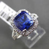 ESTATE 3.55CT DIAMOND & TANZANITE 18KT WHITE GOLD 3D SQUARE HALO ENGAGEMENT RING