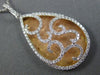 ESTATE .80CT DIAMOND 18K WHITE & ROSE GOLD TEAR DROP MATTE & SHINY SWIRL PENDANT