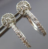 ANTIQUE .80CT DIAMOND 14KT WHITE GOLD CIRCULAR HALO HOOP HUGGIE EARRINGS #15706