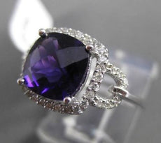 ESTATE 2.25CT DIAMOND & AAA EXTRA FACET AMETHYST 14KT WHITE 3D HALO DESIGN RING