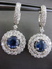 ESTATE LARGE 5.37CT DIAMOND & SAPPHIRE 18KT WHITE GOLD 3D HALO HANGING EARRINGS