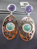 ESTATE LARGE .80CT DIAMOND & MULTI GEM 14K WHITE & ROSE GOLD HANGING EARRINGS