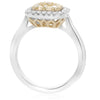ESTATE .66CT WHITE & FANCY YELLOW DIAMOND 14KT TWO TONE GOLD 3D ANNIVERSARY RING