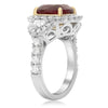 GIA CERTIFIED 7.56CT DIAMOND & AAA RUBY 18K YELLOW GOLD PLATINUM ENGAGEMENT RING