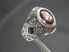 ESTATE LARGE 1.82CT AAA TOPAZ & TANZANITE 14KT WHITE GOLD 3D FILIGREE OVAL RING