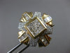 ESTATE EXTRA LARGE 4CT DIAMOND 14KT TWO TONE GOLD FLOWER SQUARE CLIP ON EARRINGS