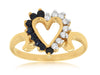 ESTATE .19CT DIAMOND & AAA SAPPHIRE 14K YELLOW GOLD CLASSIC OPEN HEART LOVE RING