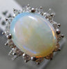 ANTIQUE LARGE 4.23CT DIAMOND & AAA OPAL 14KT WHITE GOLD OVAL CLUSTER RING #16119