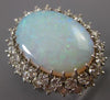 ANTIQUE LARGE 3.50CT OLD MINE DIAMOND & AAA OPAL 14K WHITE GOLD OVAL RING #22137