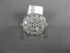 ESTATE WIDE 1CT DIAMOND 14KT WHITE GOLD CLUSTER SQUARE HAMMERED ANNIVERSARY RING