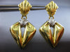 ANTIQUE LARGE .15CT DIAMOND 18KT 2 TONE GOLD TRIANGULAR HANGING EARRINGS #20582