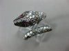 ESTATE LARGE .24CT MULTI COLOR DIAMOND & AAA RUBY 18KT BLACK GOLD SNAKE FUN RING