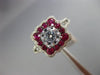 ESTATE 1.67CT DIAMOND & AAA RUBY 14KT WHITE GOLD 3D SQUARE HALO ENGAGEMENT RING