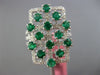 ESTATE LARGE 1.90CT DIAMOND & AAA COLOMBIAN EMERALD 18KT WHITE GOLD FLOWER RING