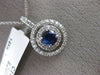 ESTATE .96CT DIAMOND & AAA SAPPHIRE 14KT WHITE GOLD DOUBLE HALO ROUND PENDANT