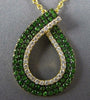 1.27CT DIAMOND & AAA TSAVORITE 18KT YELLOW GOLD TEAR DROP LOVE KNOT FUN PENDANT