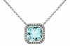 1.89CT DIAMOND & AAA AQUAMARINE 14KT WHITE GOLD 3D CUSHION OCTAGON HALO NECKLACE
