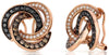 ESTATE 1.58CT WHITE BLACK & CHOCOLATE FANCY DIAMOND 14KT ROSE GOLD 3D EARRINGS
