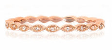 ESTATE .03CT DIAMOND 14K ROSE GOLD ROUND & MARQUISE SHAPE SEMI ETERNITY FUN RING