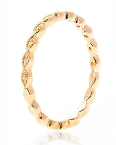 ESTATE .03CT DIAMOND 14KT YELLOW GOLD ROUND & MARQUISE SHAPE SEMI ETERNITY RING