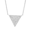 ESTATE .30CT DIAMOND 14KT WHITE GOLD 3D CLASSIC PAVE TRIANGULAR LOVE NECKLACE