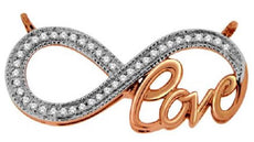 ESTATE .10CT DIAMOND 14KT WHITE GOLD 3D CLASSIC INFINITY LOVE NECKLACE