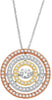 .50CT DANCING DIAMOND 14KT TRI COLOR GOLD SOLITAIRE ROUND CIRCULAR HALO PENDANT