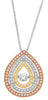 ESTATE .50CT DIAMOND 14KT TRI COLOR GOLD 3D SOLITAIRE TEAR DROP FLOATING PENDANT