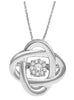 ESTATE .06CT DIAMOND 14KT WHITE GOLD 3D FLOWER LOVE KNOT FLOATING PENDANT