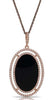 ESTATE 3.39CT DIAMOND & AAA ONYX 14K ROSE GOLD OVAL DOUBLE HALO FLOATING PENDANT